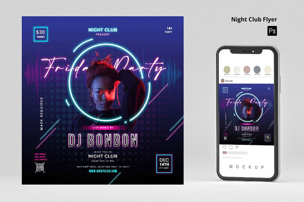 Friday Party Square Flyer And Instagram Banner