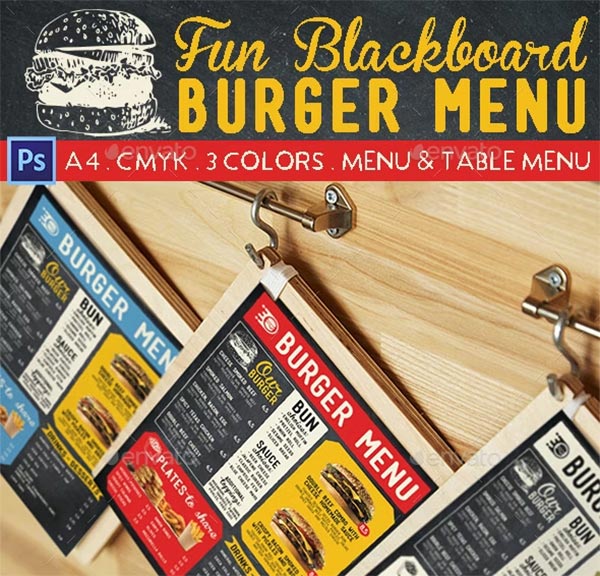 Fun Blackboard Burger Menu