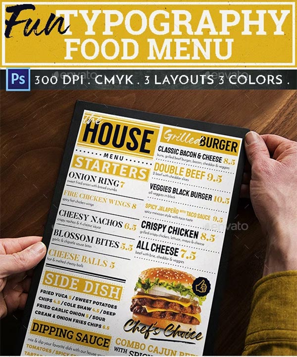 Fun Typography Food Menu Template