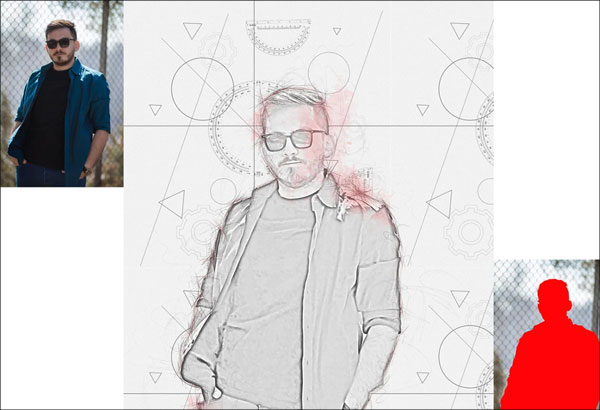 Geometric Sketch Photoshop Overlay