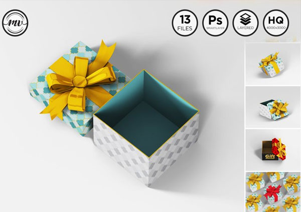 Gift Box Square Mockups