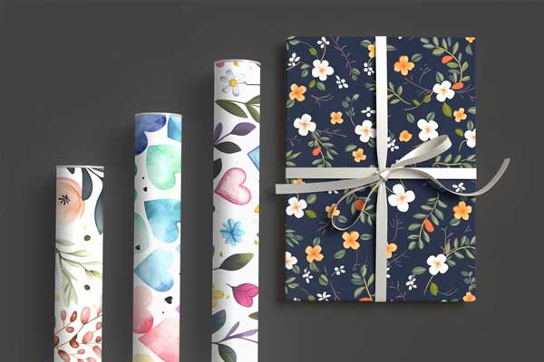 Gift Paper Roll Patterns Mockup