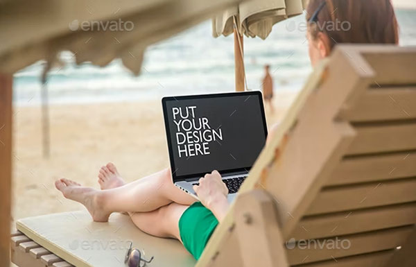 Girl on the Beach Chair Mockup