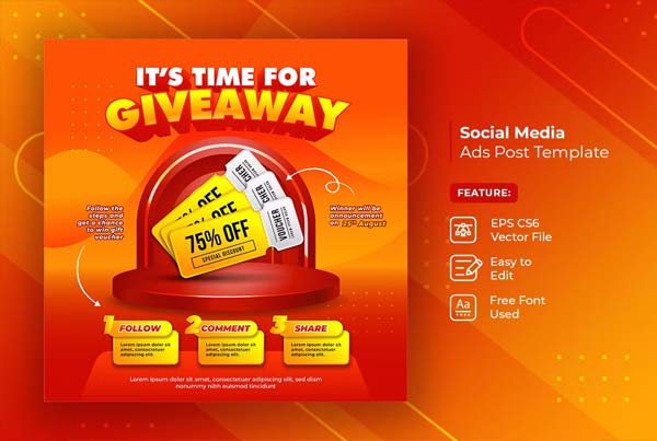 Giveaway Contest Banner Design Template