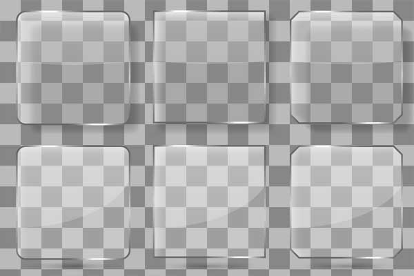 Glass Square Mobile Applications Vector Buttons