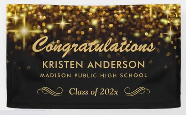 Glitter Sparkles Graduation Party Banner