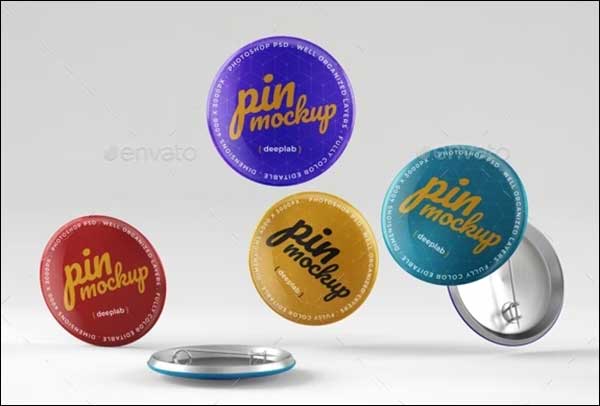 Glossy Button Pin Mockup Set