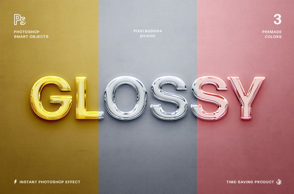 Glossy 3D PSD Text Effects | 25+ High Quality Free Editable PSD Templates