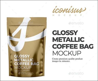 Metallic Coffee Bag Mockup