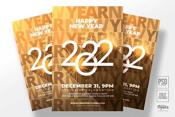 Gold New Year Flyer Template