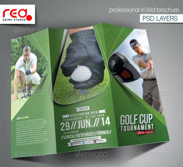 Golf Event Trifold Brochure Template