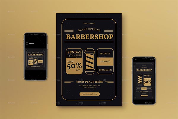 Grand Opening Barbershop Flyer Set