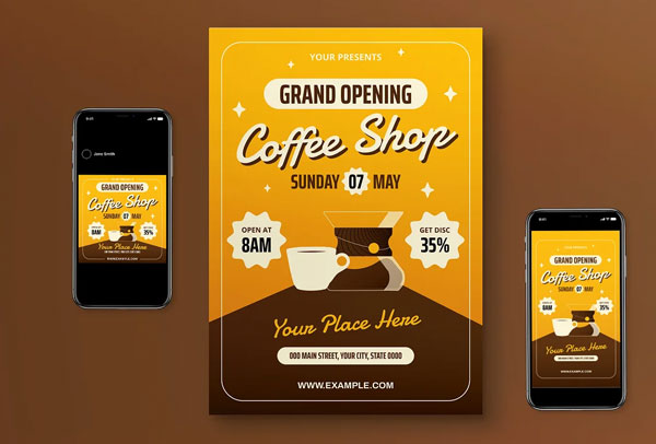 Grand Opening Coffee Shop Flyer Template