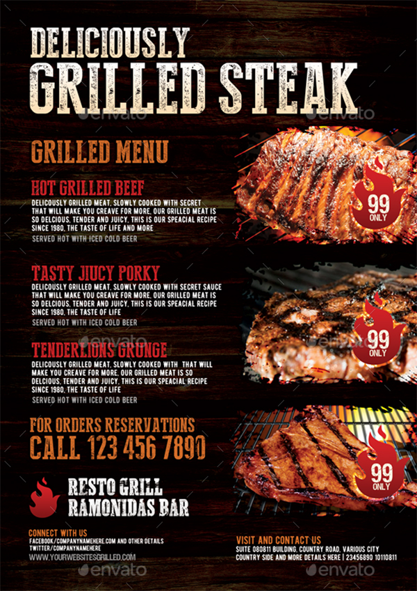 Grill Restaurant Food Flyer