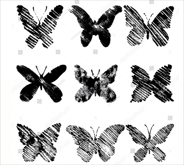 Grunge Butterflies Brush