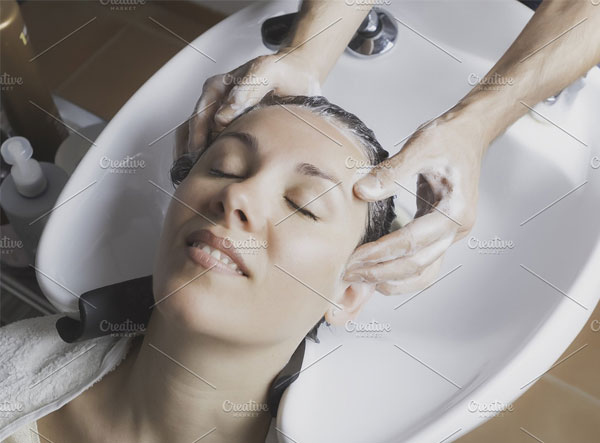 Hair Massage at Shampoo Chairs Mockup