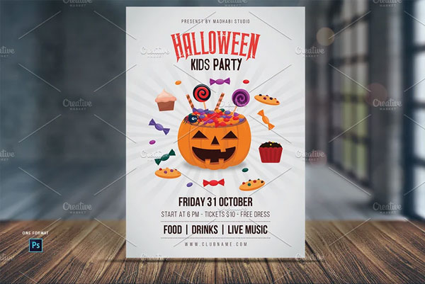 Halloween Kids Party Flyer Template