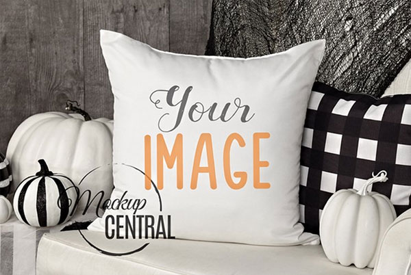 Halloween Chair and Pillows Mockup