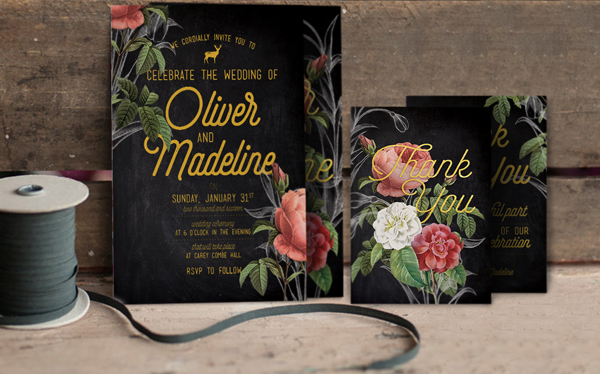 Hand Drawn Floral Wedding Invitation