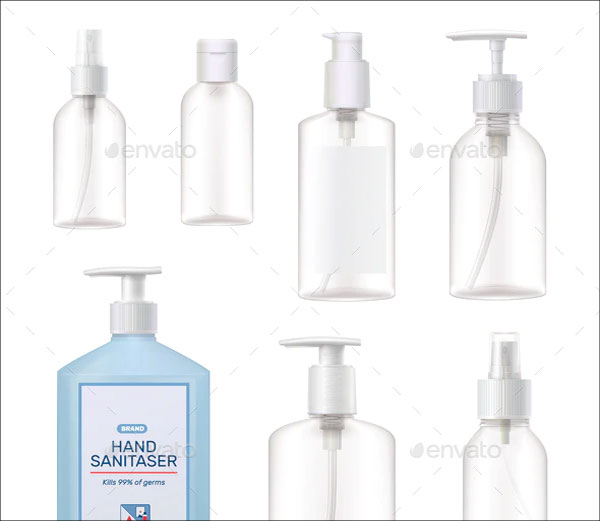 Hand Sanitizer Bottle Mockup Realistic Set