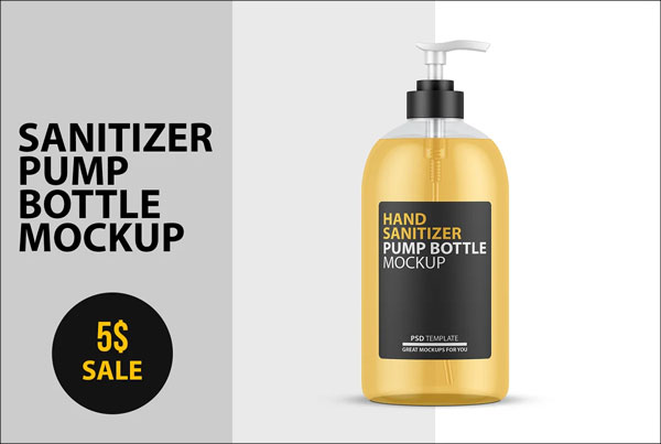 Hand Sanitizer Bottle PSD Mockup