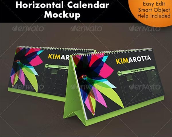 Horizontal Calendar Desk Mockup Template