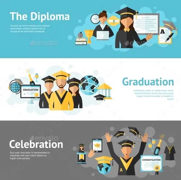 Horizontal Graduation Party Banners Set