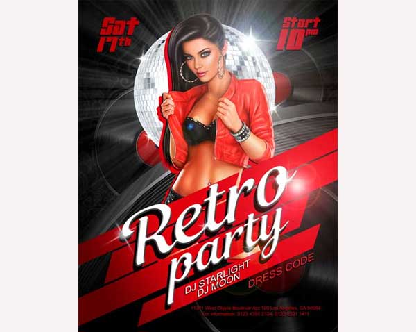 Hot Retro Night Free Flyer Template