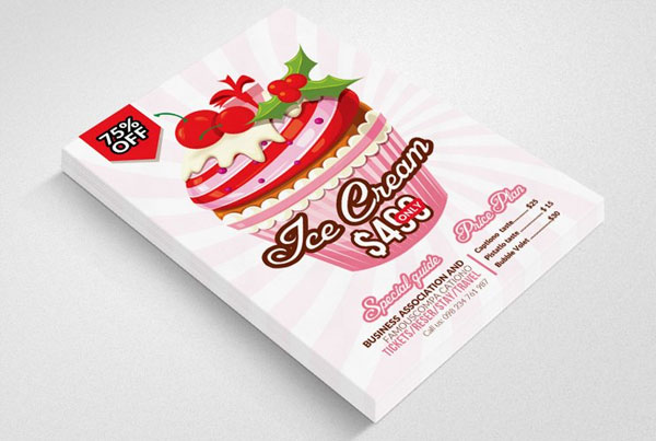 Ice Cream Discount Menu Flyer Template