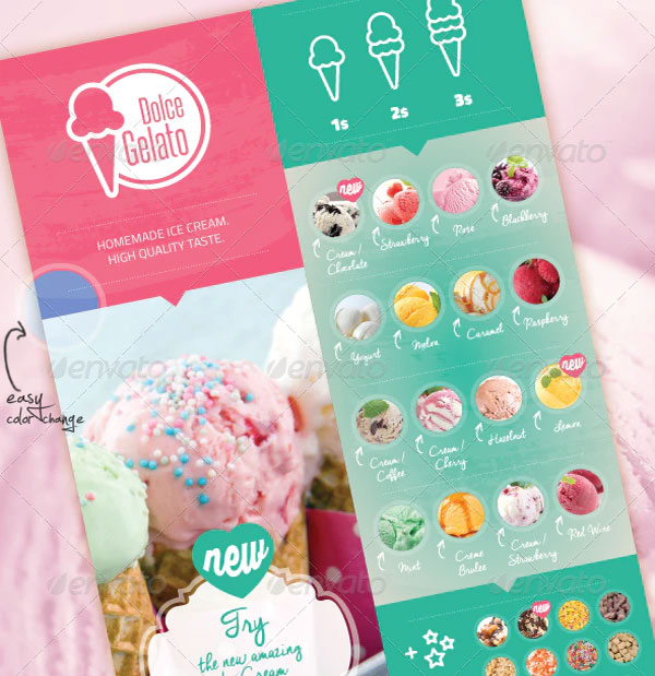 Ice Cream Flavor Menu Flyer