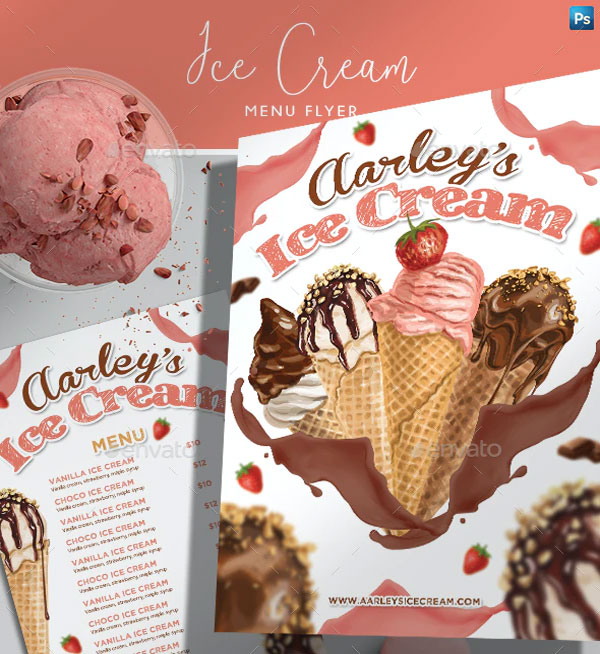 Ice Cream Menu Flyer Template