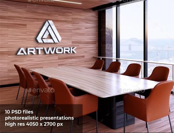 Indoor Advertising Office Meeting Room Logo Mockup
