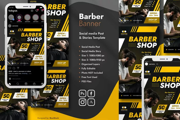 Instagram Story Post Template For Barbershop