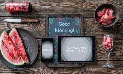 iPhone, iPad and Chalkboard Mockup
