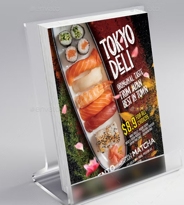 Japanese Sushi Sashimi Food Restaurant Menu Flyer