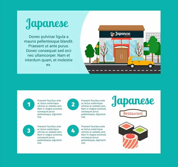 Japanese food shop horizontal flyers