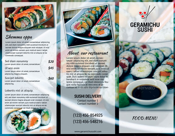 Restaurant Fast Food Menu Trifold Brochure