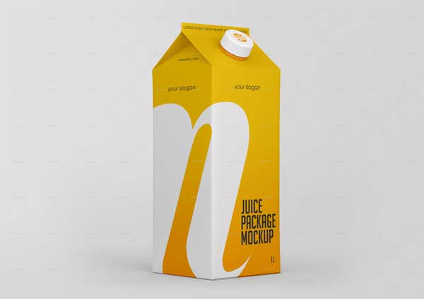 Juice Carton Package Mockup Set