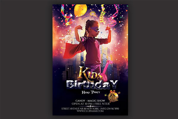 Kids Hero Party Flyer