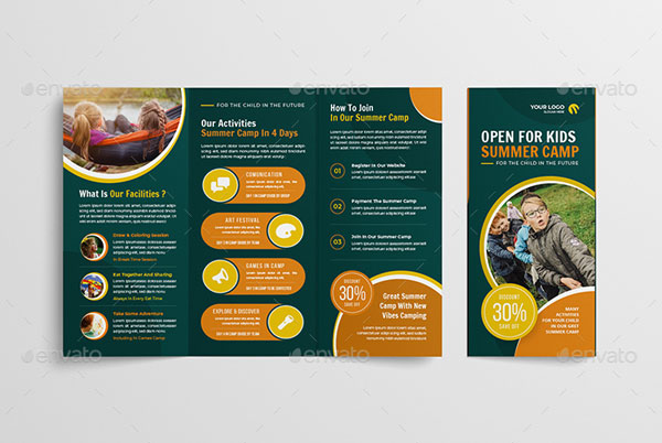 Kids Summer Camp Trifold Brochure Template