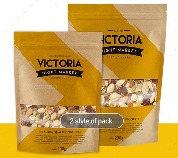 Kraft Pouch Bag Packaging Mockup