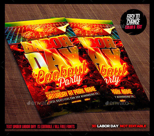 Labor Day Cookout Party Flyer Template