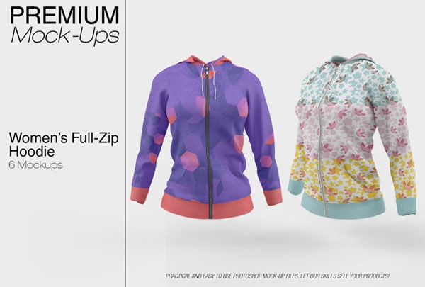 Ladies Full-Zip Hoodie Mockup Pack