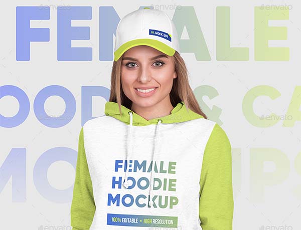 Ladies Hoodie and Baseball Cap Mockups