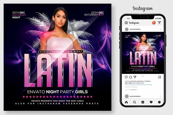 Latin Night Party Layers Flyer
