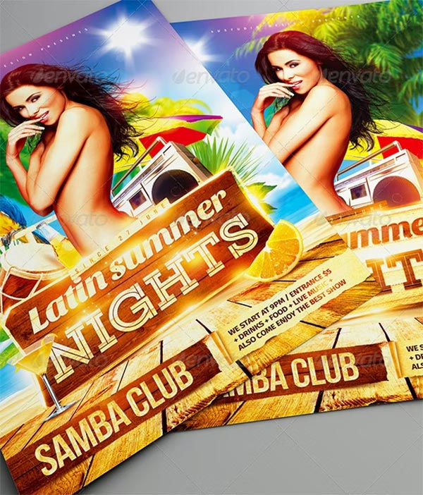 Latin Nights Party Flyer Print Design