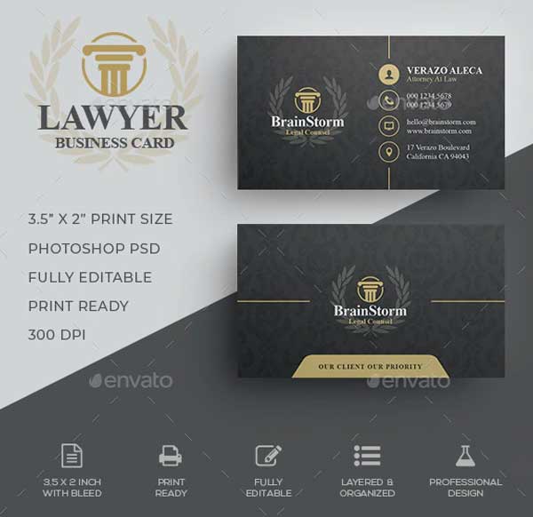 Editable Lawyer Business Card Templates