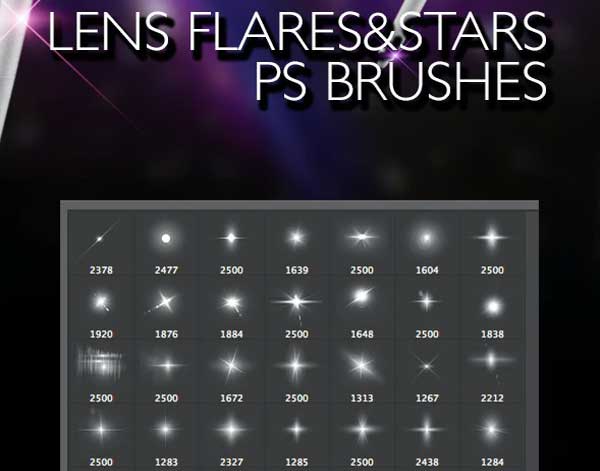 Lens Flares & Stars Photoshop Brushes