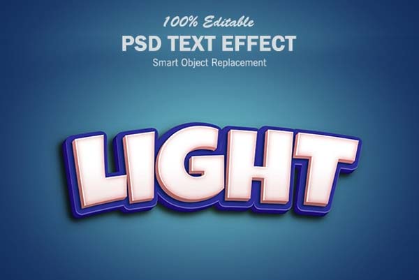 Light 3D Editable PSD Text Effect