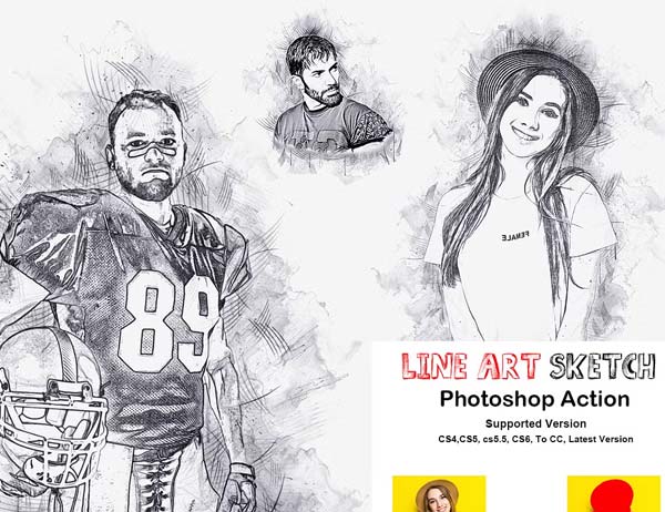 Line Art Sketch Photoshop Action